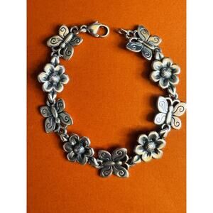 James Avery Retired RARE Butterflies and Blooms Flowers Bracelet w/ Box & Pouch